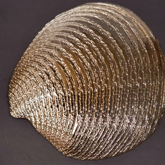 Vintage Variegated Grey & Tans Glass Shell Platter Serving Tray Dish Home Decor - Picture 5 of 11